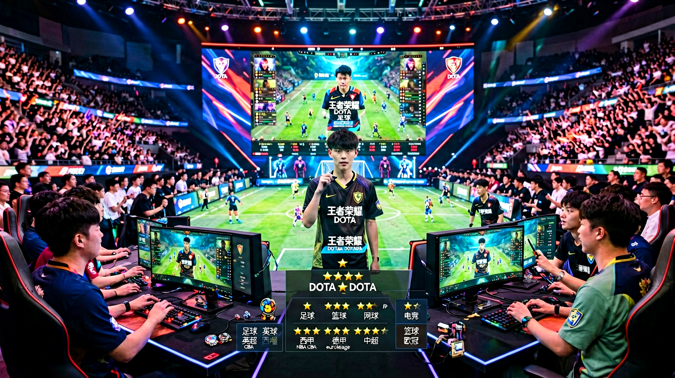 电竞比赛现场，英雄联盟王者荣耀DOTA2等主流电竞项目赛事数据